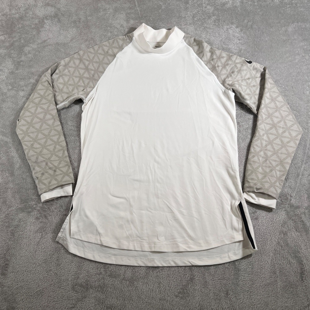 Nike Pro Dri Fit Performance Base Layer Mens Large‎ White Mock Thermal Shirt